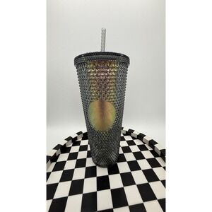 Starbucks 24 oz Iridescent Grey Studded Venti Tumbler with Straw